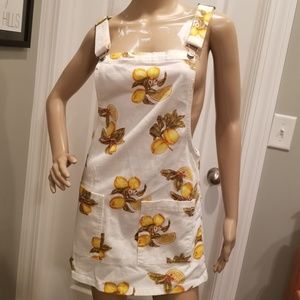 White lemon print overall dress